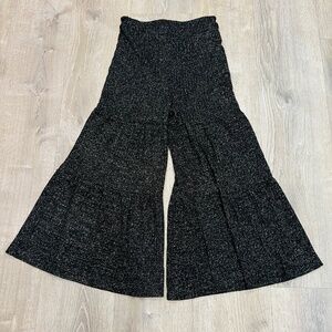 Sparkle women high waist Wide flare Leg elastic waist trouser Pants flowy party